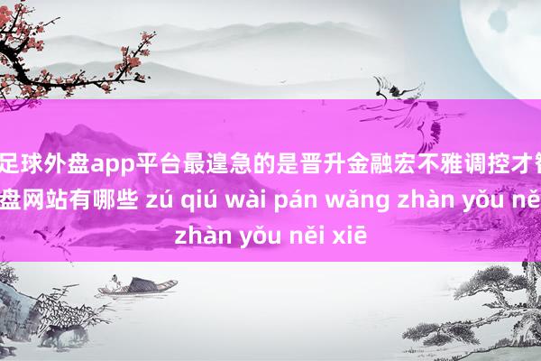 现金足球外盘app平台最遑急的是晋升金融宏不雅调控才智-足球外盘网站有哪些 zú qiú wài pán wǎng zhàn yǒu něi xiē