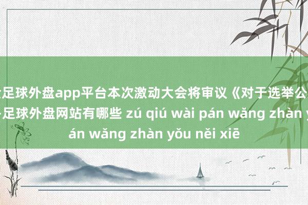 现金足球外盘app平台本次激动大会将审议《对于选举公司董事的议案》-足球外盘网站有哪些 zú qiú wài pán wǎng zhàn yǒu něi xiē